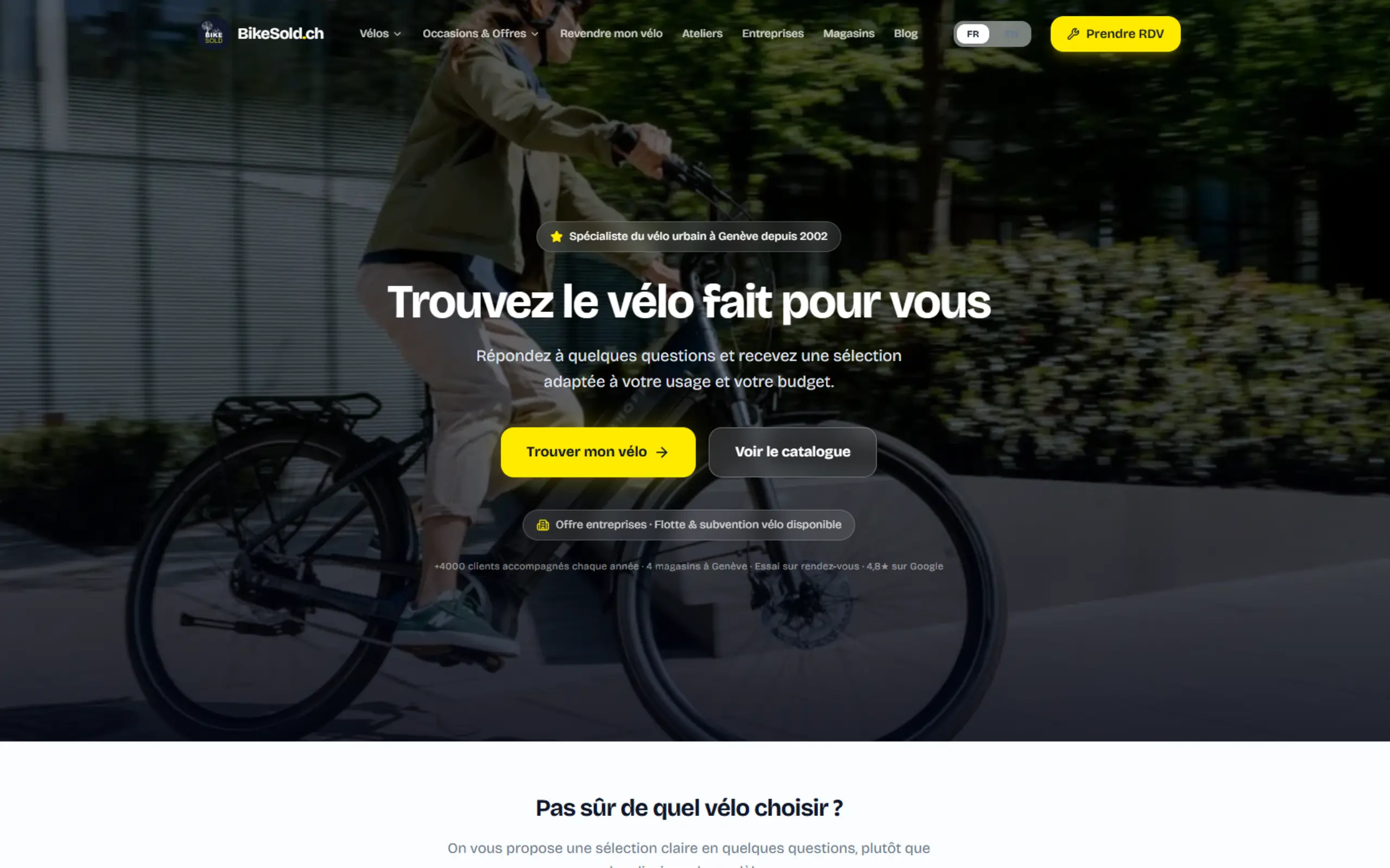 Page d'accueil du site BIKE SOLD sur ordinateur